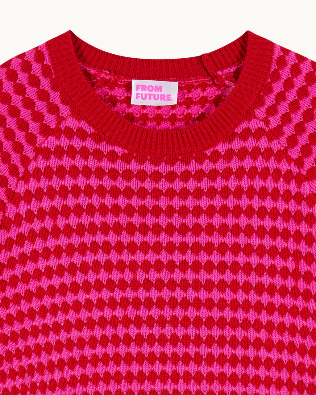 Two-Tone Crew-Neck Jumper - Passion Red - Women