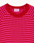 Two-Tone Crew-Neck Jumper - Passion Red - Women
