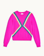 Pull Col Rond Bandes Multicolores - Passion Pink - Femme