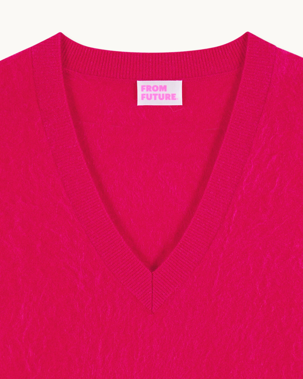 Jersey de Cuello en V de Cachemira Cepillada - Tropical Raspbe - Mujer