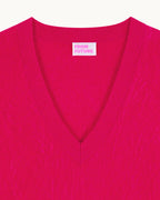Jersey de Cuello en V de Cachemira Cepillada - Tropical Raspbe - Mujer