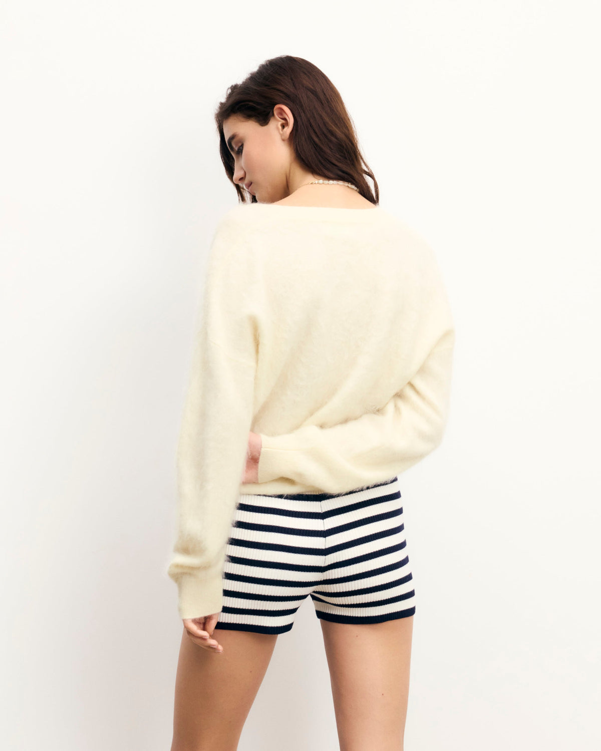 Jersey de Cuello en V de Cachemira Cepillada - Tropical Raspbe - Mujer