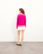 Pull Col V À Bandes - Tropical Raspbe - Femme