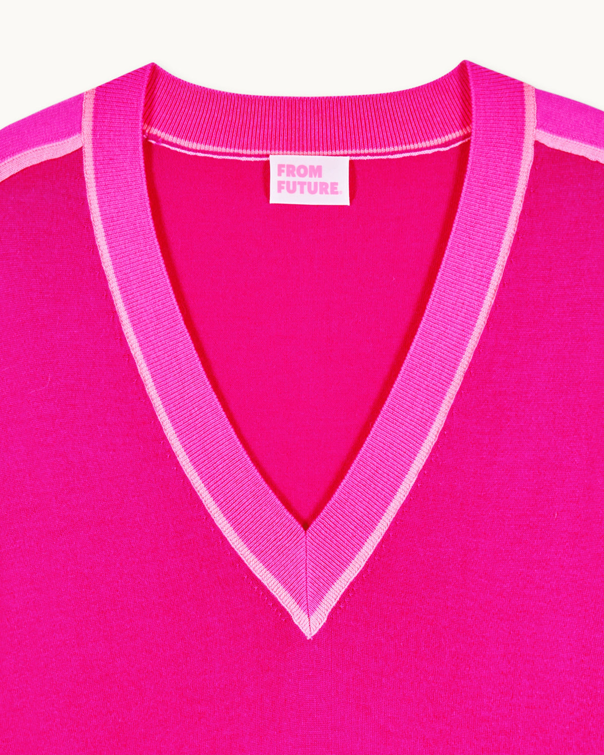 Pull Col V À Bandes - Tropical Raspbe - Femme