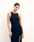 Abito Lungo Spalline Strass - Navy - Donna