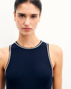 Abito Lungo Spalline Strass - Navy - Donna