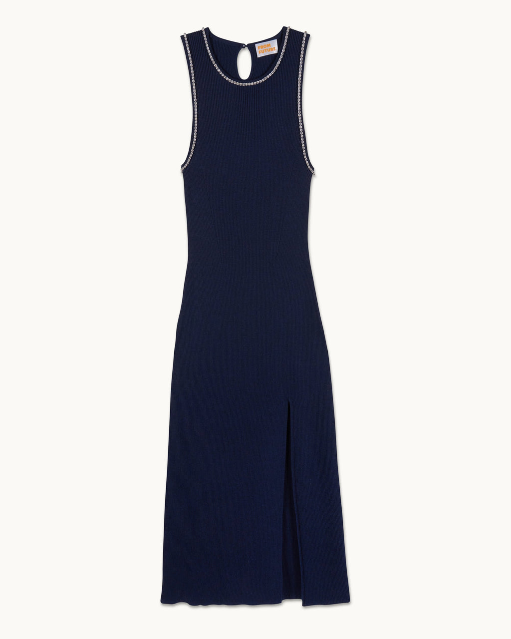 Abito Lungo Spalline Strass - Navy - Donna