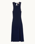 Abito Lungo Spalline Strass - Navy - Donna