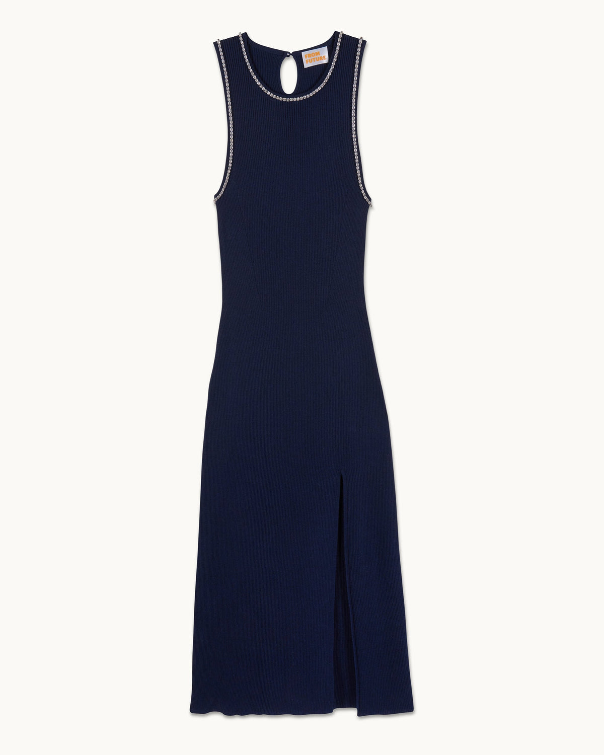 Abito Lungo Spalline Strass - Navy - Donna