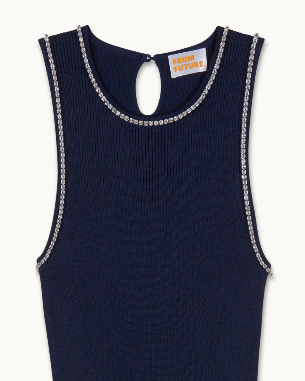Abito Lungo Spalline Strass - Navy - Donna
