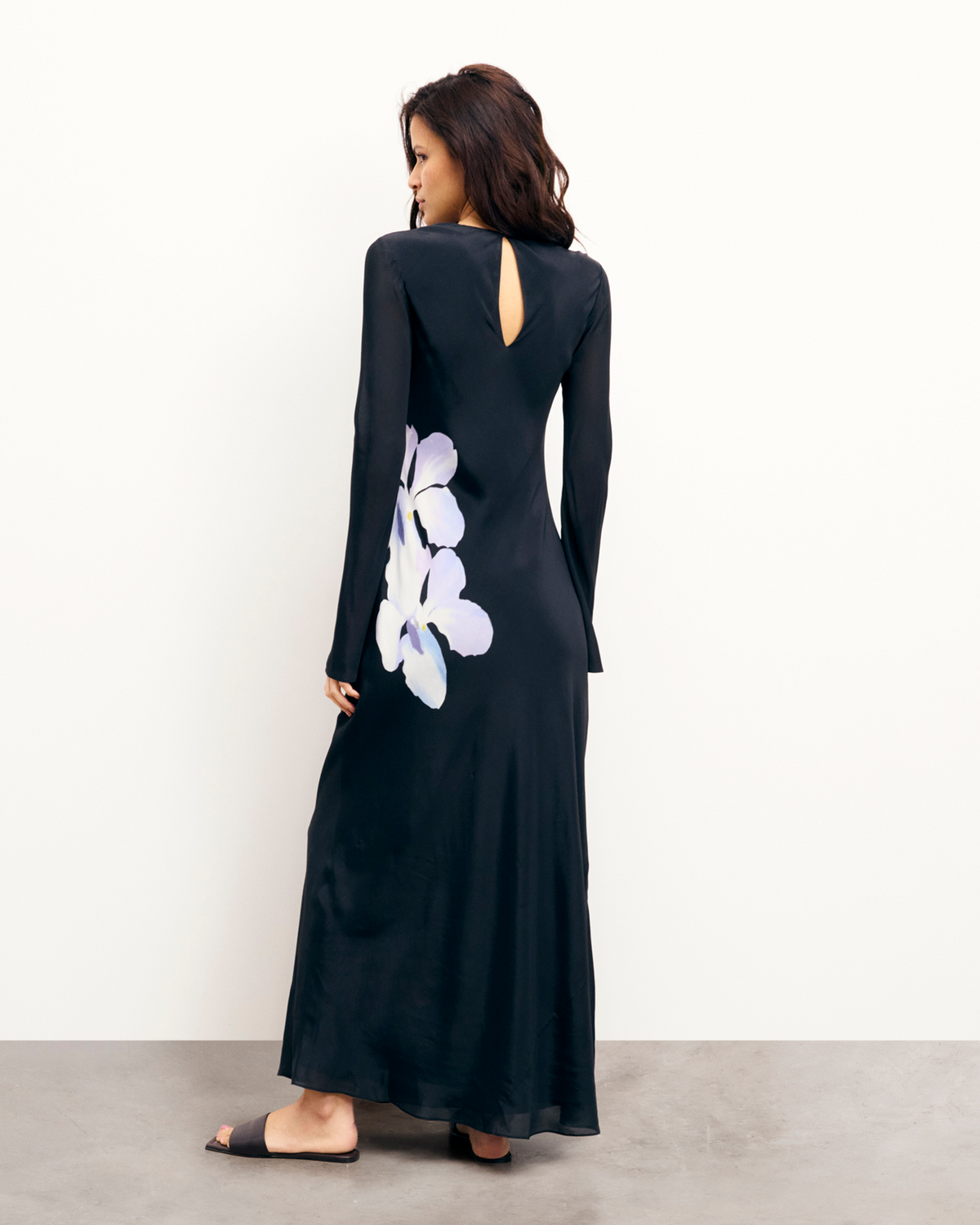 Robe Longue Manches Longues Marlow - Big Black Orchi - Femme