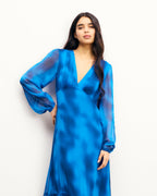 Giovanna Long-Sleeved Dress - Fuzzy Blue - Women