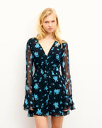 Robe Courte Manches Longues Lina - Midnight Bouque - Femme
