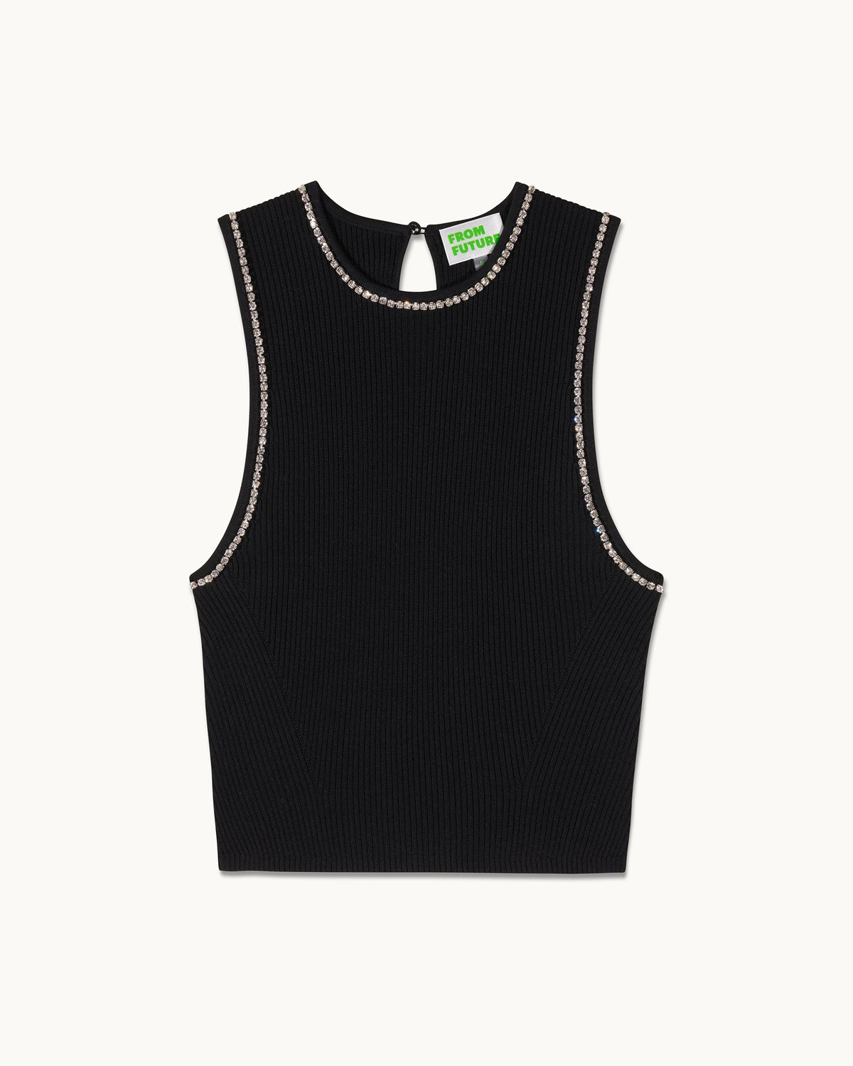 Top Débardeur Col Strass - Noir - Femme