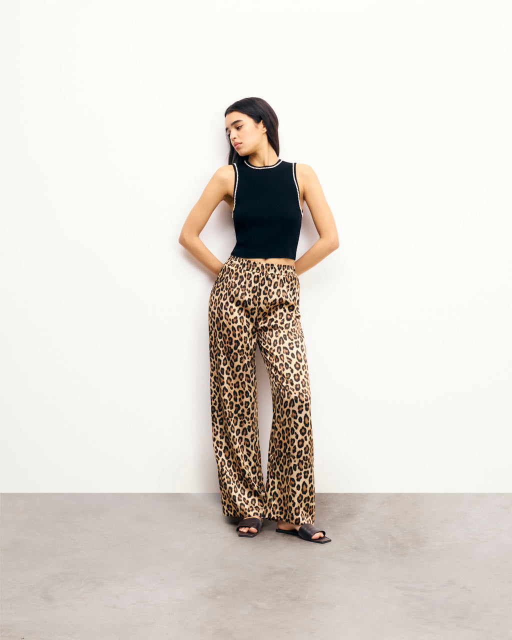 Top Débardeur Col Strass - Noir - Femme