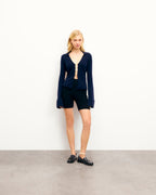 Pull Col Polo Bijoux Future - Navy - Femme