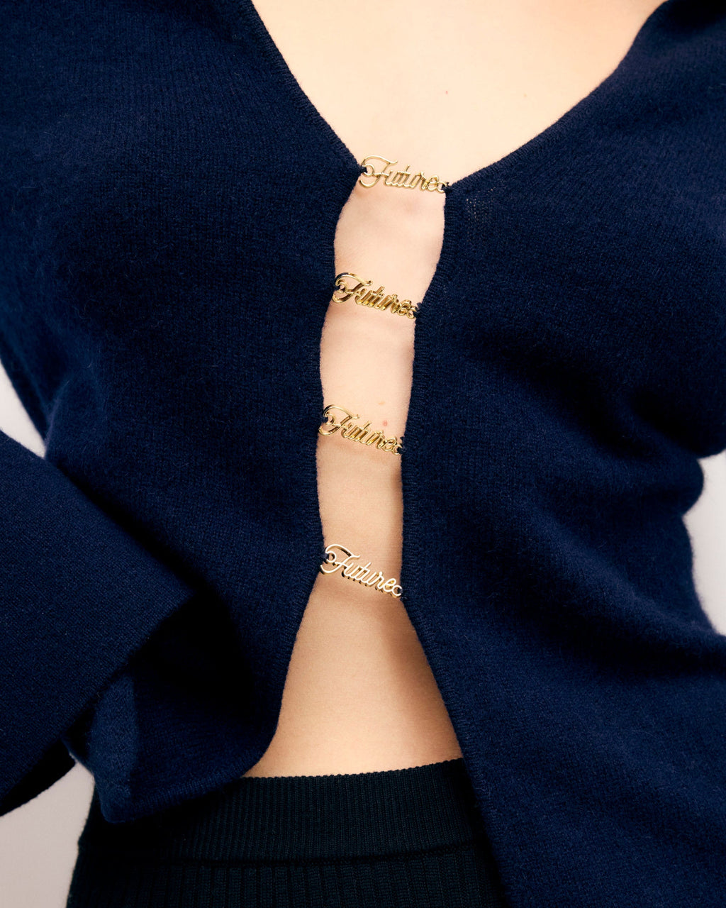Pull Col Polo Bijoux Future - Navy - Femme