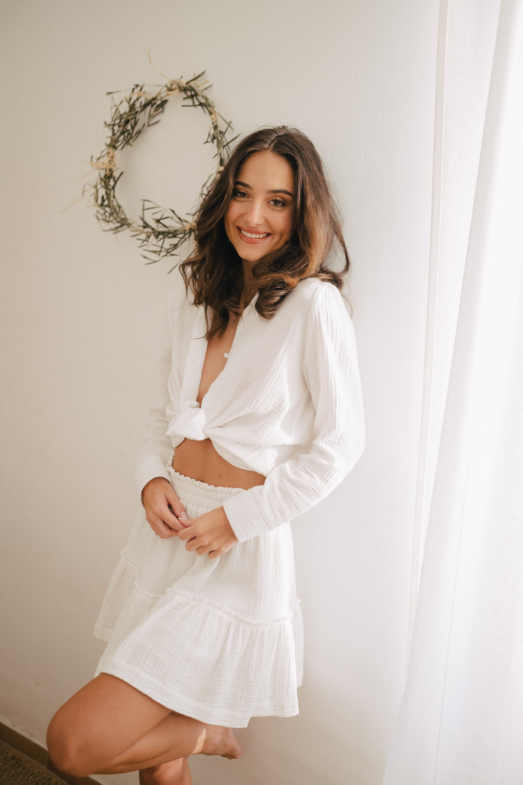 Edma White Cotton Skirt