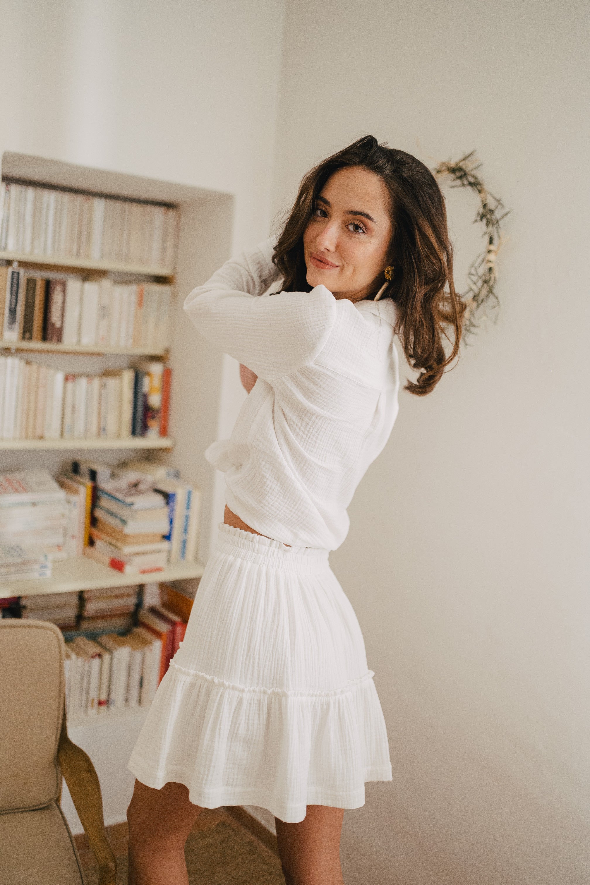 Edma White Cotton Skirt