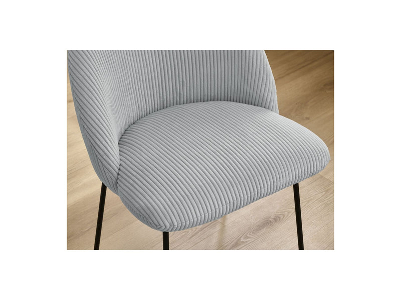 Lot De 2 Chaises Lalie - Tissu Velours Côtelé Et Pieds Métal Noir - Gris Clair