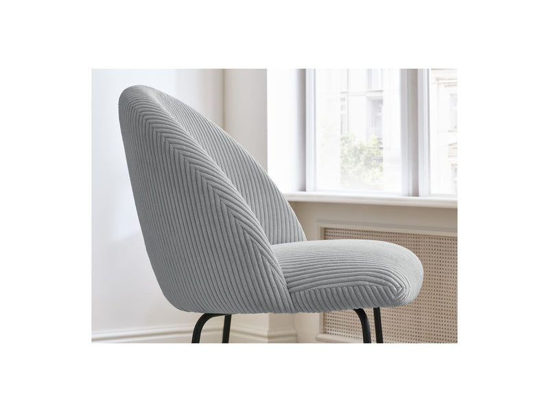 Lot De 2 Chaises Lalie - Tissu Velours Côtelé Et Pieds Métal Noir - Gris Clair