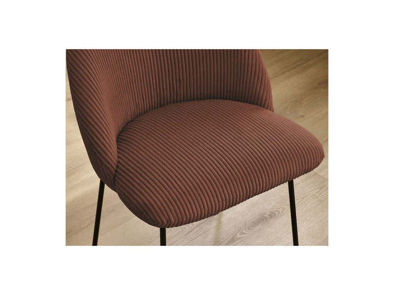 Lot De 2 Chaises Lalie - Tissu Velours Côtelé Et Pieds Métal Noir - Orange