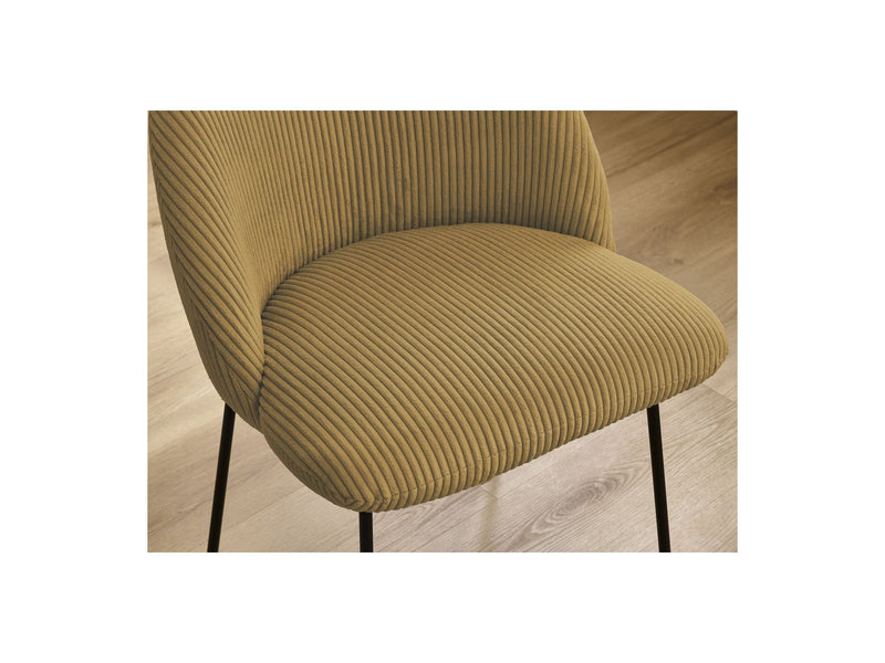 Lot De 2 Chaises Lalie - Tissu Velours Côtelé Et Pieds Métal Noir - Jaune