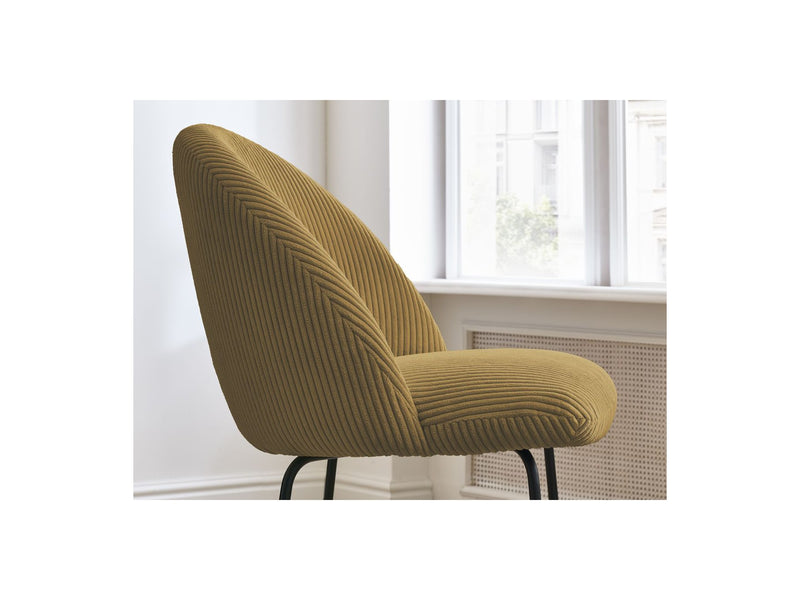 Lot De 2 Chaises Lalie - Tissu Velours Côtelé Et Pieds Métal Noir - Jaune