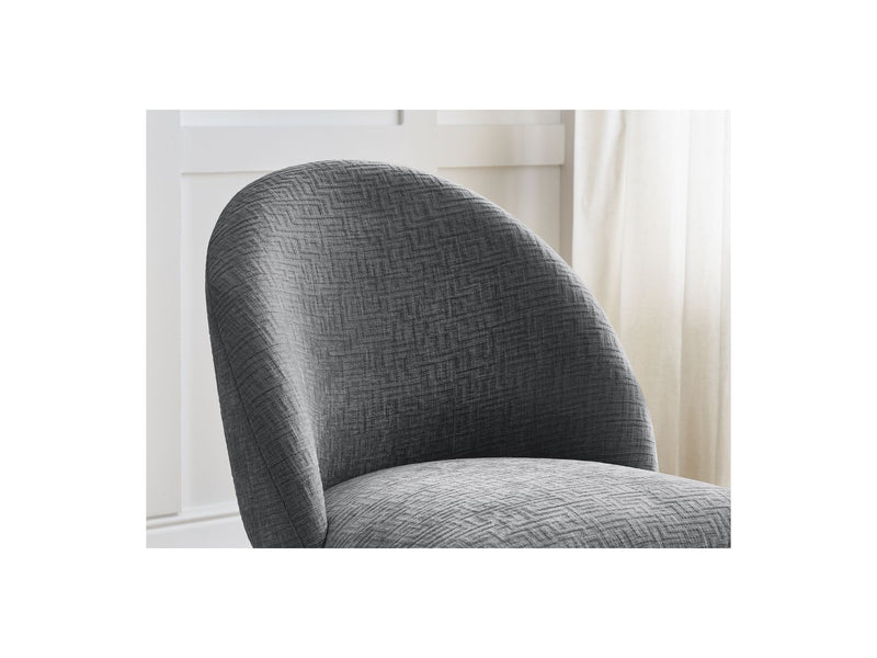 Lot De 4 Chaises Lalie - Tissu Texturé Et Pieds Étoile - Gris Foncé