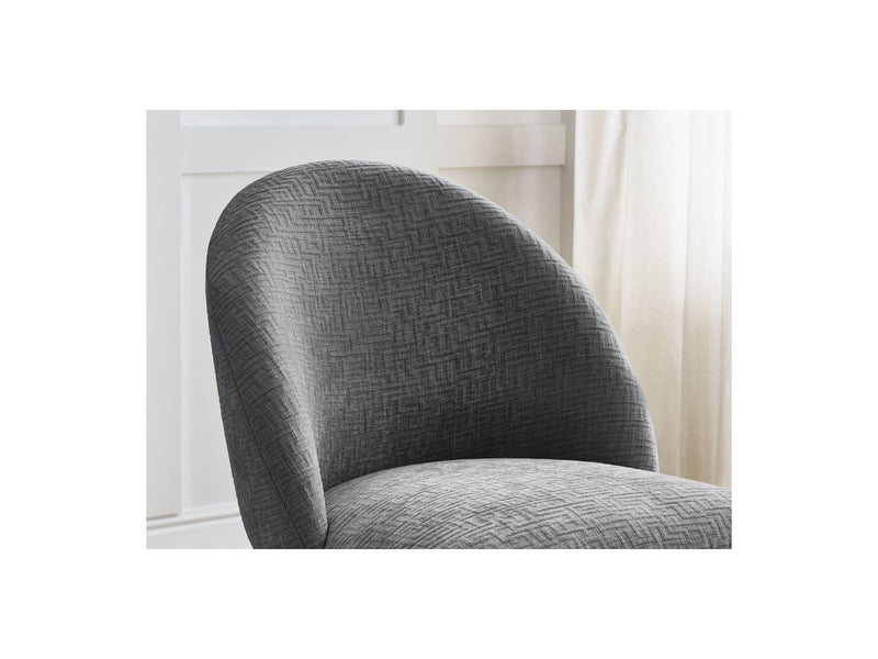 Lot De 2 Chaises Lalie - Tissu Texturé Et Pieds Étoile - Gris Foncé