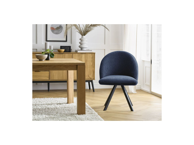 Lot De 4 Chaises Lalie - Tissu Texturé Et Pieds Étoile - Bleu Foncé