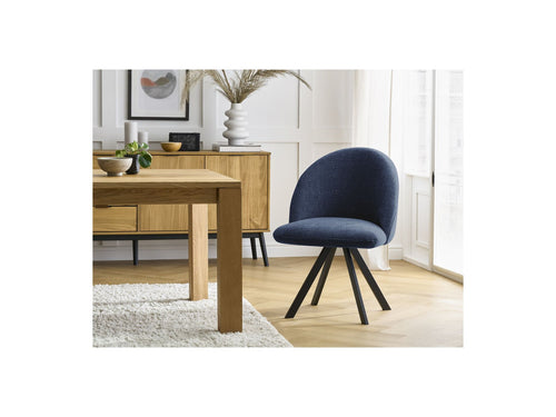 Lot De 2 Chaises Lalie - Tissu Texturé Et Pieds Étoile - Bleu Foncé