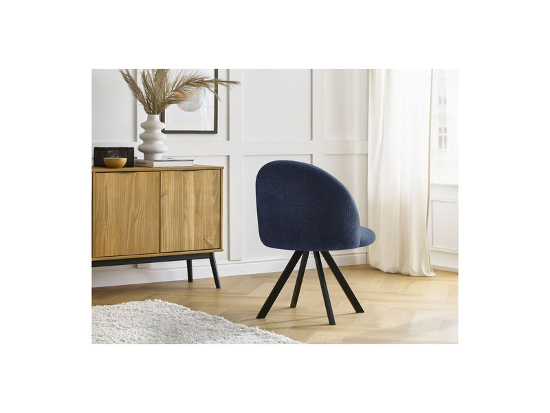 Lot De 2 Chaises Lalie - Tissu Texturé Et Pieds Étoile - Bleu Foncé