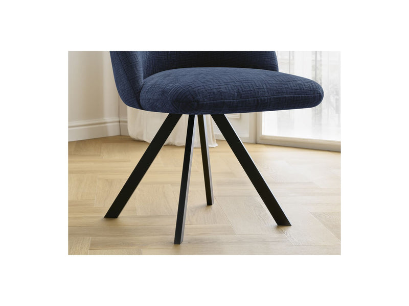 Lot De 2 Chaises Lalie - Tissu Texturé Et Pieds Étoile - Bleu Foncé