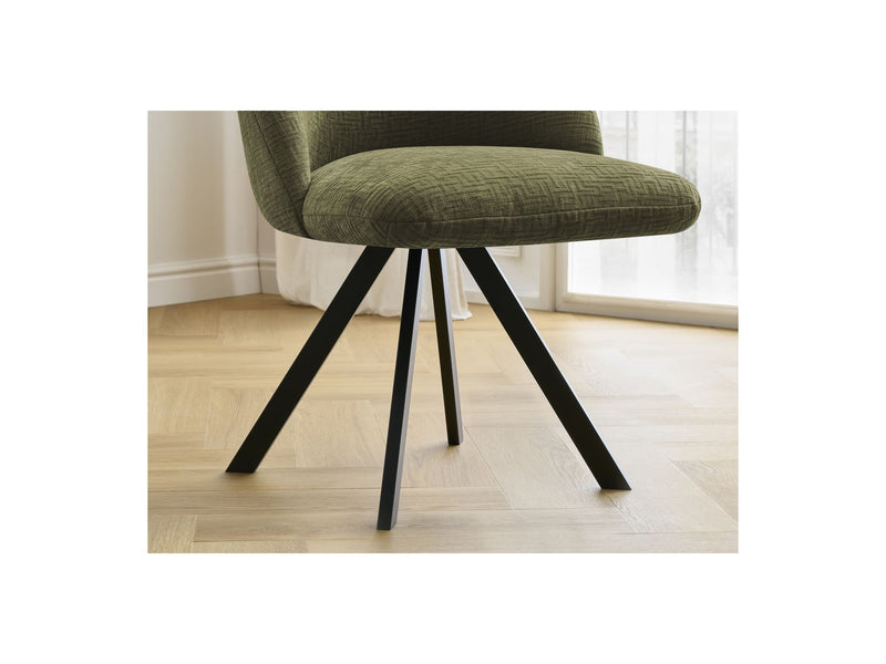 Lot De 2 Chaises Lalie - Tissu Texturé Et Pieds Étoile - Vert