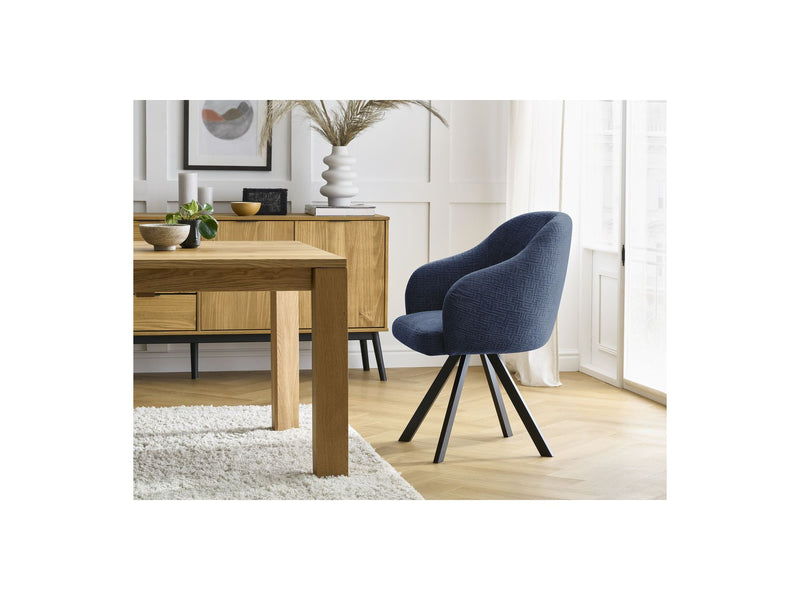 Lot De 2 Chaises Sophie - Tissu Texturé Et Pieds Étoile - Bleu Foncé