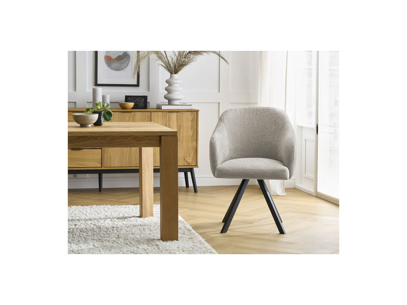 Lot De 2 Chaises Sophie - Tissu Texturé Et Pieds Étoile - Beige Et Gris Foncé