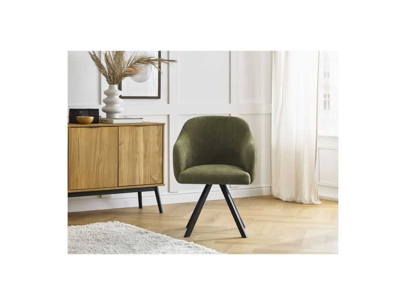 Lot De 2 Chaises Sophie - Tissu Texturé Et Pieds Étoile - Vert