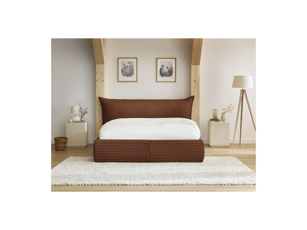Jade - Storage Bed with Pillow-Effect Headboard - Soft Wide-Ribbed Corduroy