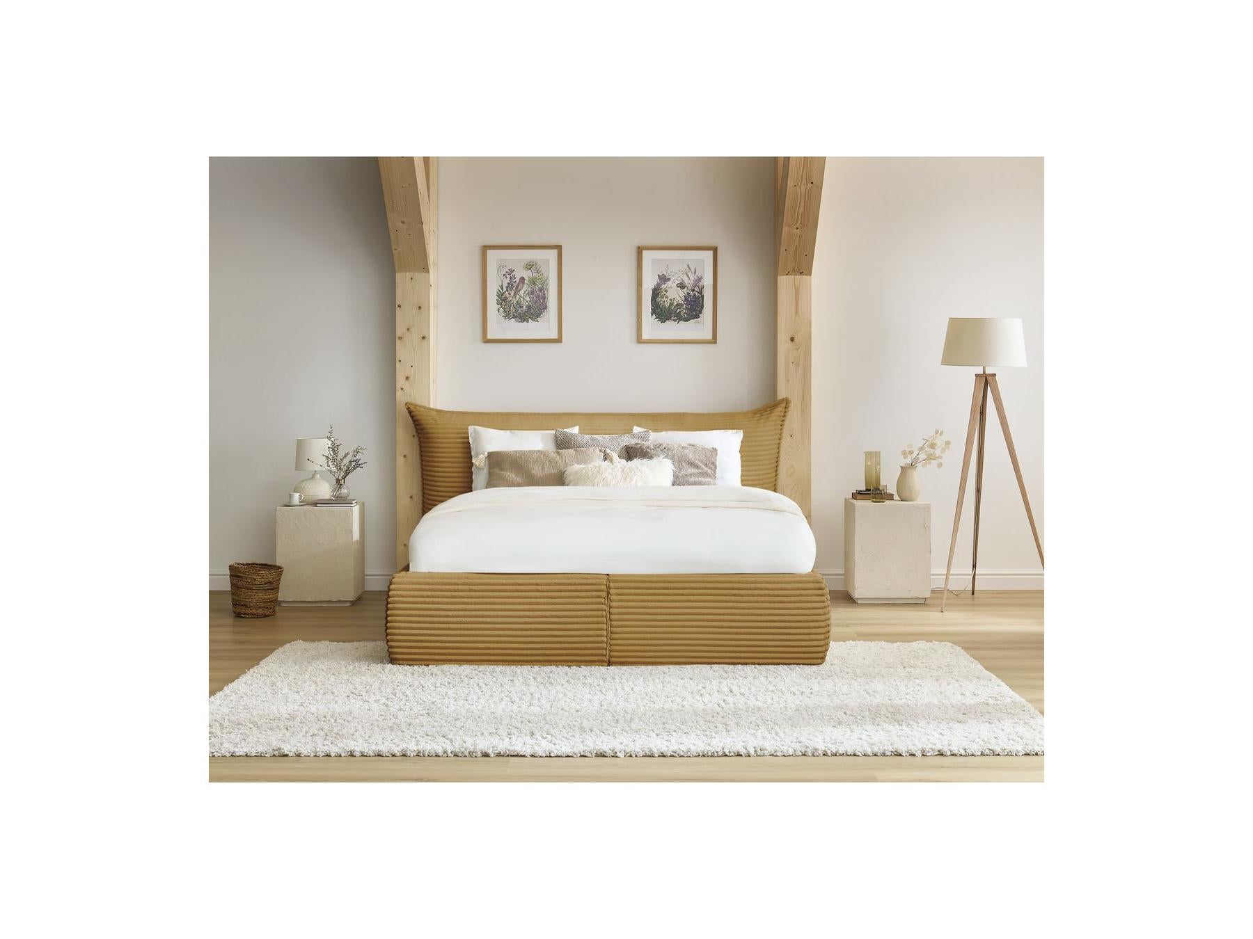 Jade - Storage Bed with Pillow-Effect Headboard - Soft Wide-Ribbed Corduroy