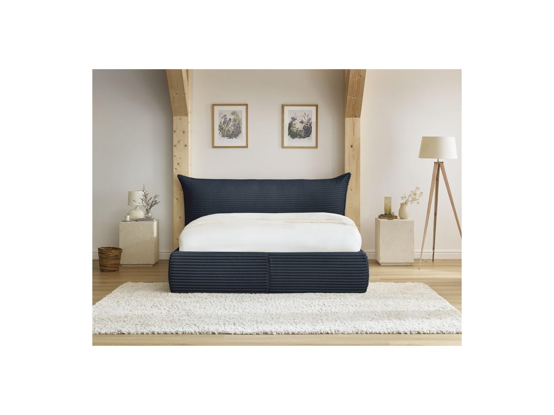 Jade - Storage Bed with Pillow-Effect Headboard - Soft Wide-Ribbed Corduroy