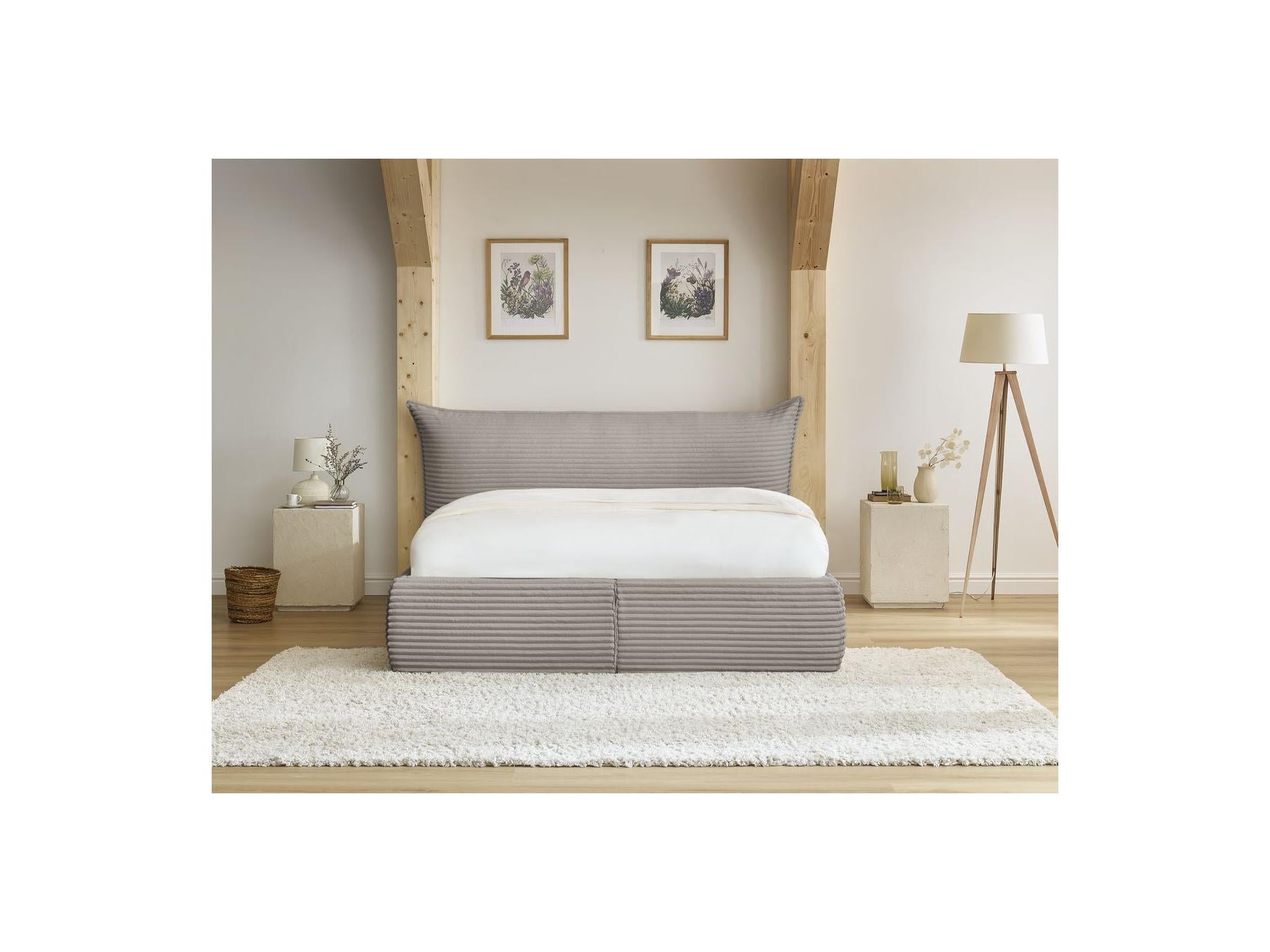 Jade - Storage Bed with Pillow-Effect Headboard - Soft Wide-Ribbed Corduroy