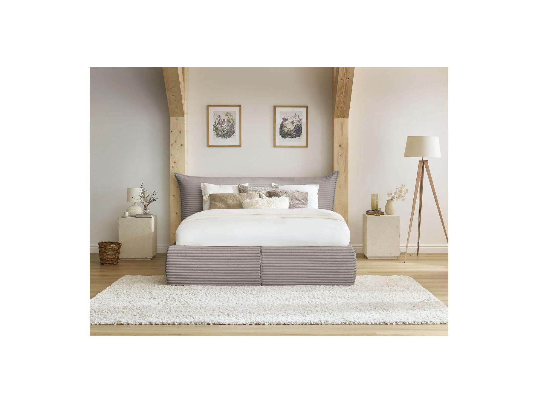 Jade - Storage Bed with Pillow-Effect Headboard - Soft Wide-Ribbed Corduroy