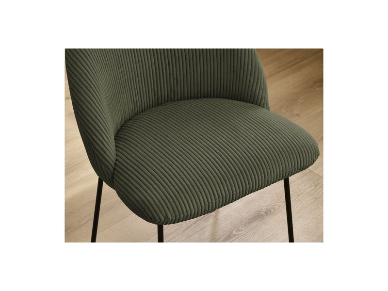 Lot De 2 Chaises Lalie - Tissu Velours Côtelé Et Pieds Métal Noir - Vert