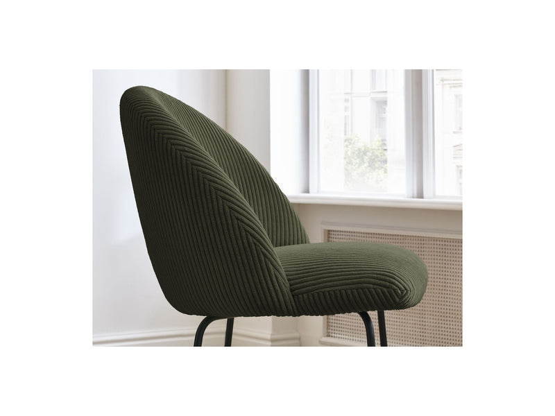 Lot De 2 Chaises Lalie - Tissu Velours Côtelé Et Pieds Métal Noir - Vert