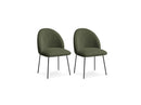 Lot De 2 Chaises Lalie - Tissu Velours Côtelé Et Pieds Métal Noir - Vert