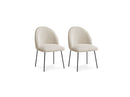 Lot De 2 Chaises Lalie - Tissu Velours Côtelé Et Pieds Métal Noir - Beige