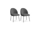 Lot De 2 Chaises Lalie - Tissu Velours Côtelé Et Pieds Métal Noir - Gris Foncé