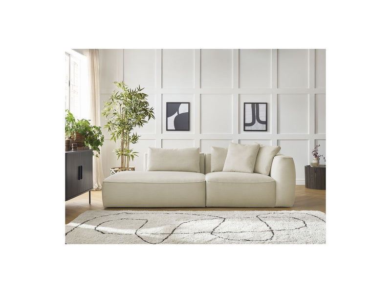 Canapé Droit Fixe 3 Places - Leopold - Velours Côtelé - Angle Gauche