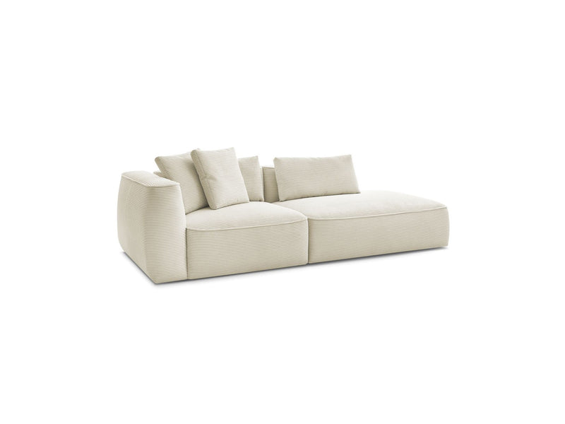 Canapé Droit Fixe 3 Places - Leopold - Velours Côtelé - Accoudoir Gauche - Beige